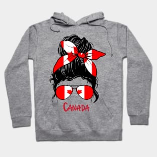 Canadian Girl, Canadian girlfriend, Canada Messy bun Hoodie